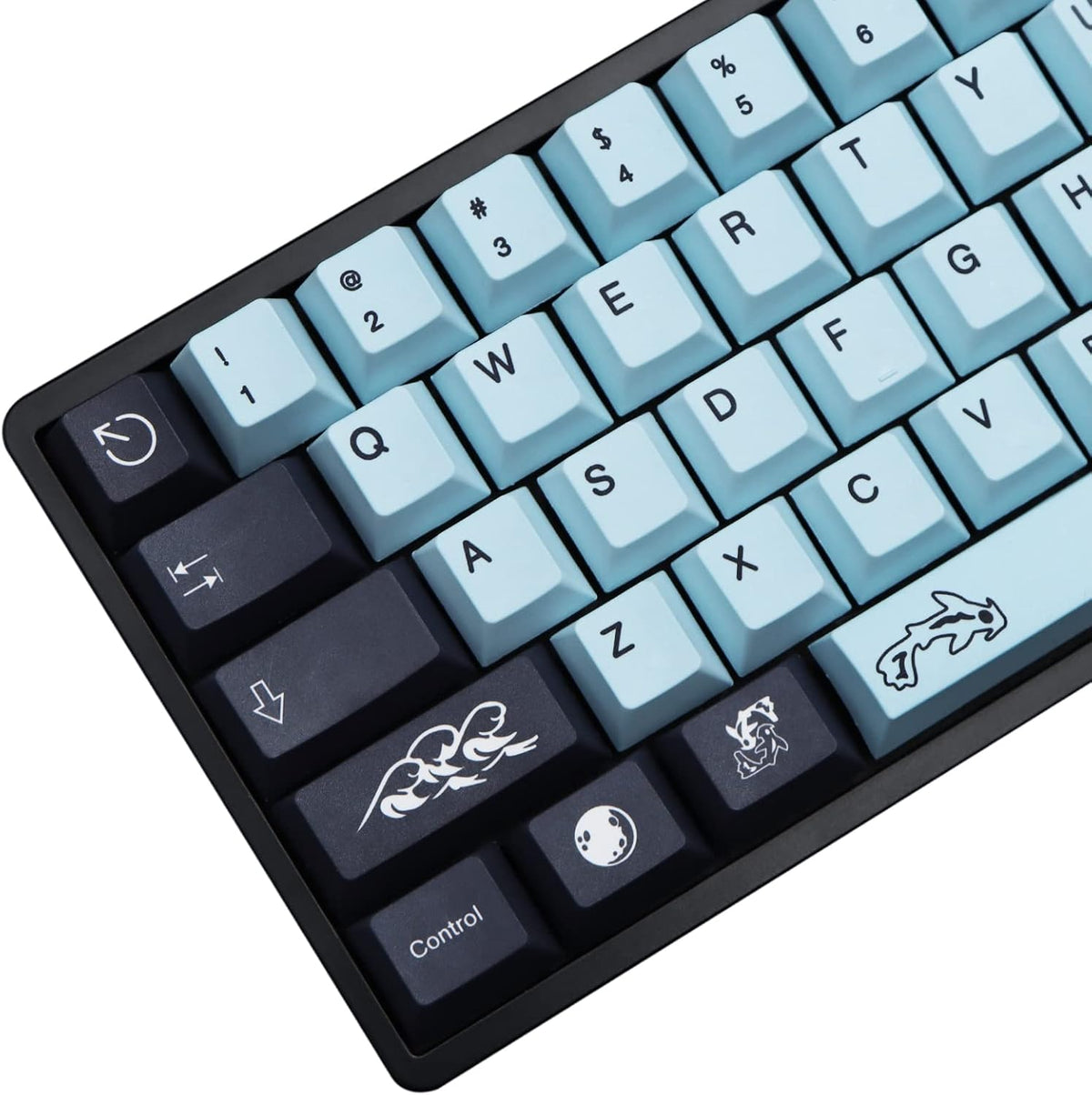 Molgria Mizhu keycaps front view showing sky blue layout