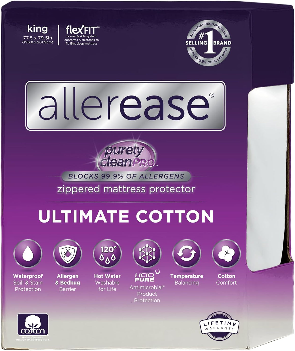 AllerEase antimicrobial mattress protector folded view