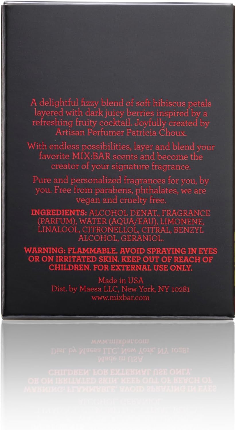 Mix:Bar Sparkling Hibiscus perfume box packaging layout