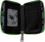 Loungefly Disney Frankenweenie wallet side angle showing zip around closure and hardware