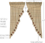 VHC Brands Abilene Star red curtain fabric texture close up