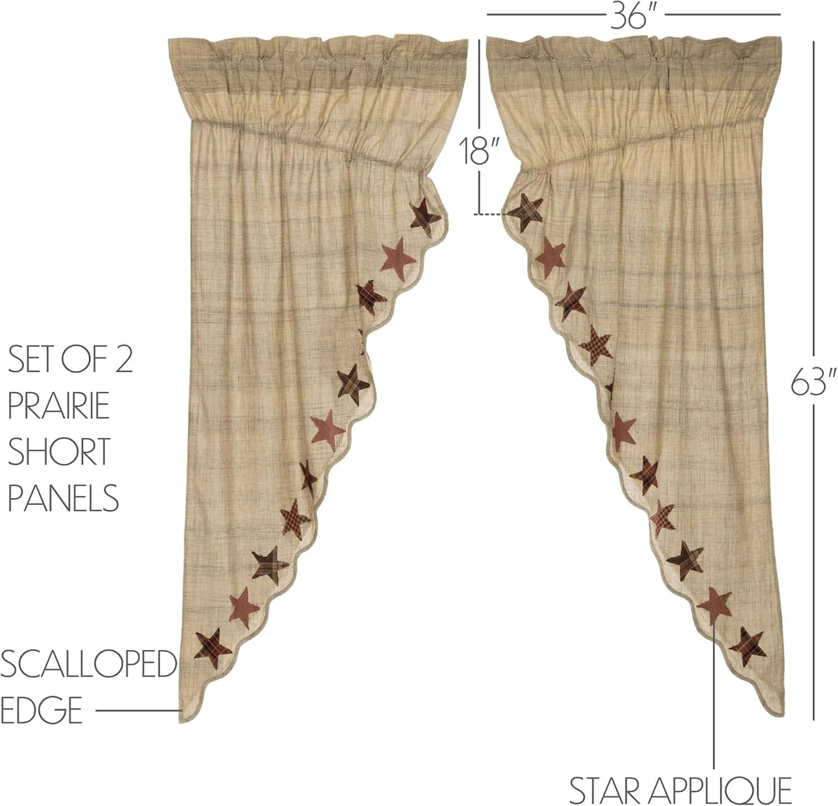 VHC Brands Abilene Star red curtain fabric texture close up