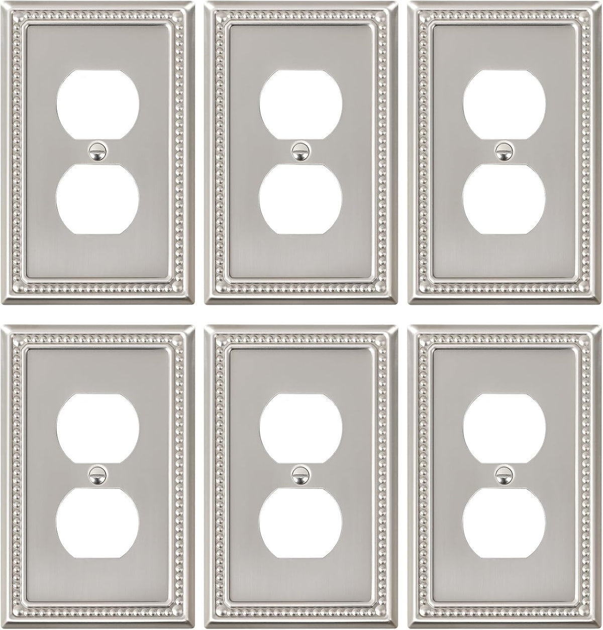 2-Pack Double Toggle Light Switch Cover Plate, Brushed Nickel | Pearls Beaded Decorative Dual Switch Plate Covers, 2 Gang Metal Wall Plate, Corrosion Resistant - Image 11