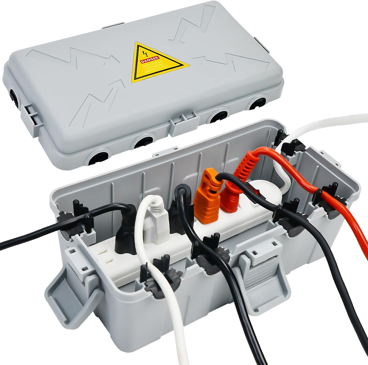 Hrensaw Large Outdoor Electrical Box(12.5x8.5x5inch),IP54 Waterproof Outdoor Outlet Covers,Weatherproof Extension Cord Covers Protect Outlet,Plug,Timer,Power Strip,Holiday Light,Grey - Image 11