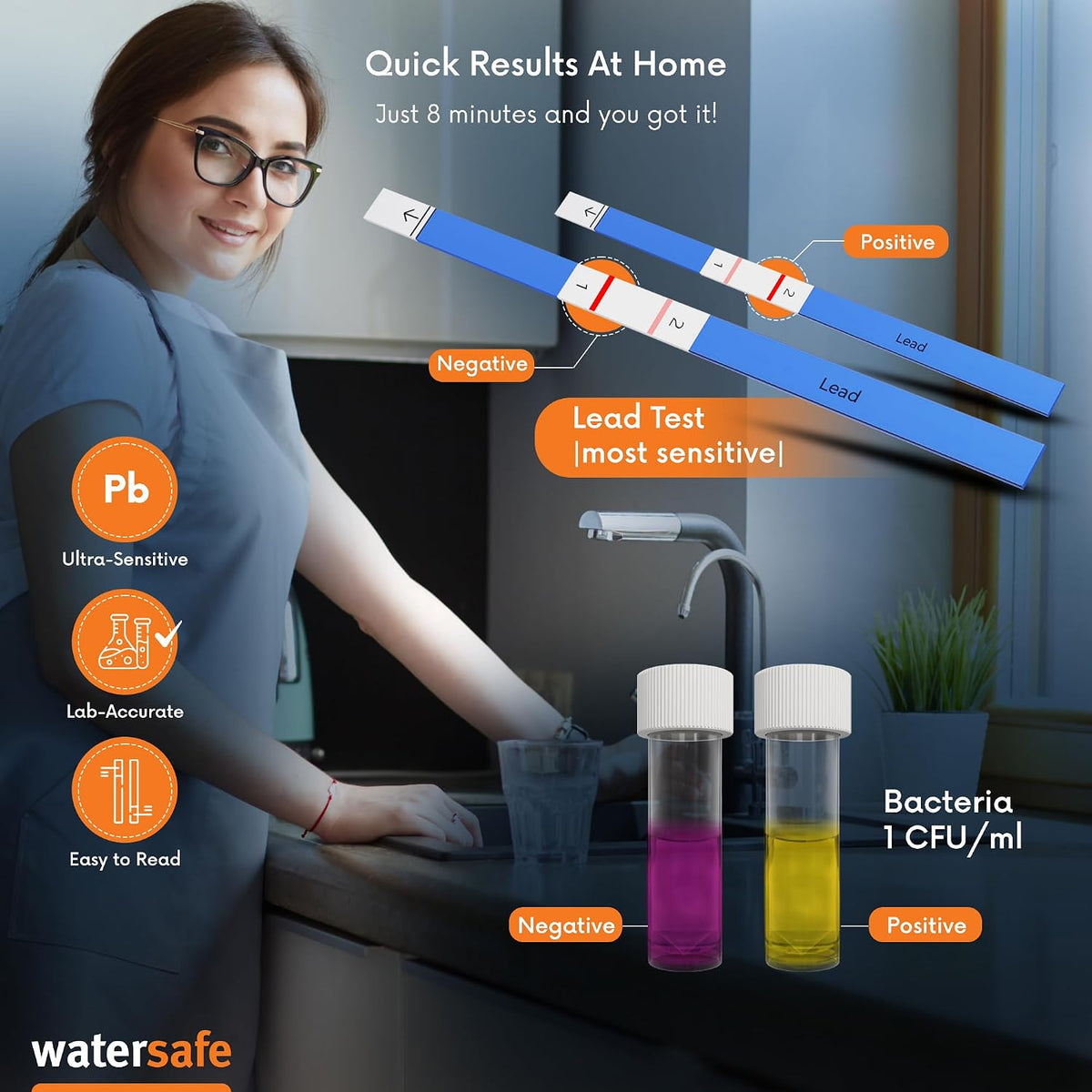 Watersafe test kit bacterial testing vial close up