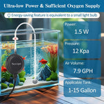 Close up of Novique 1.5 Watt mini aquarium air pump