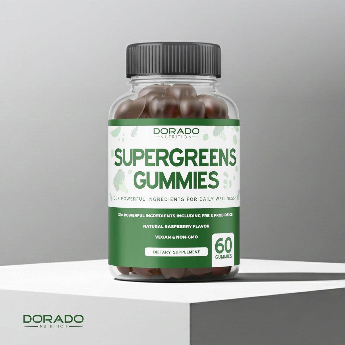 Vegan supergreens gummies supplement facts panel