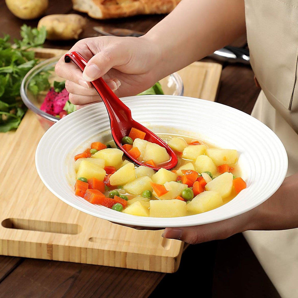 Hiware melamine soup spoon bowl depth perspective