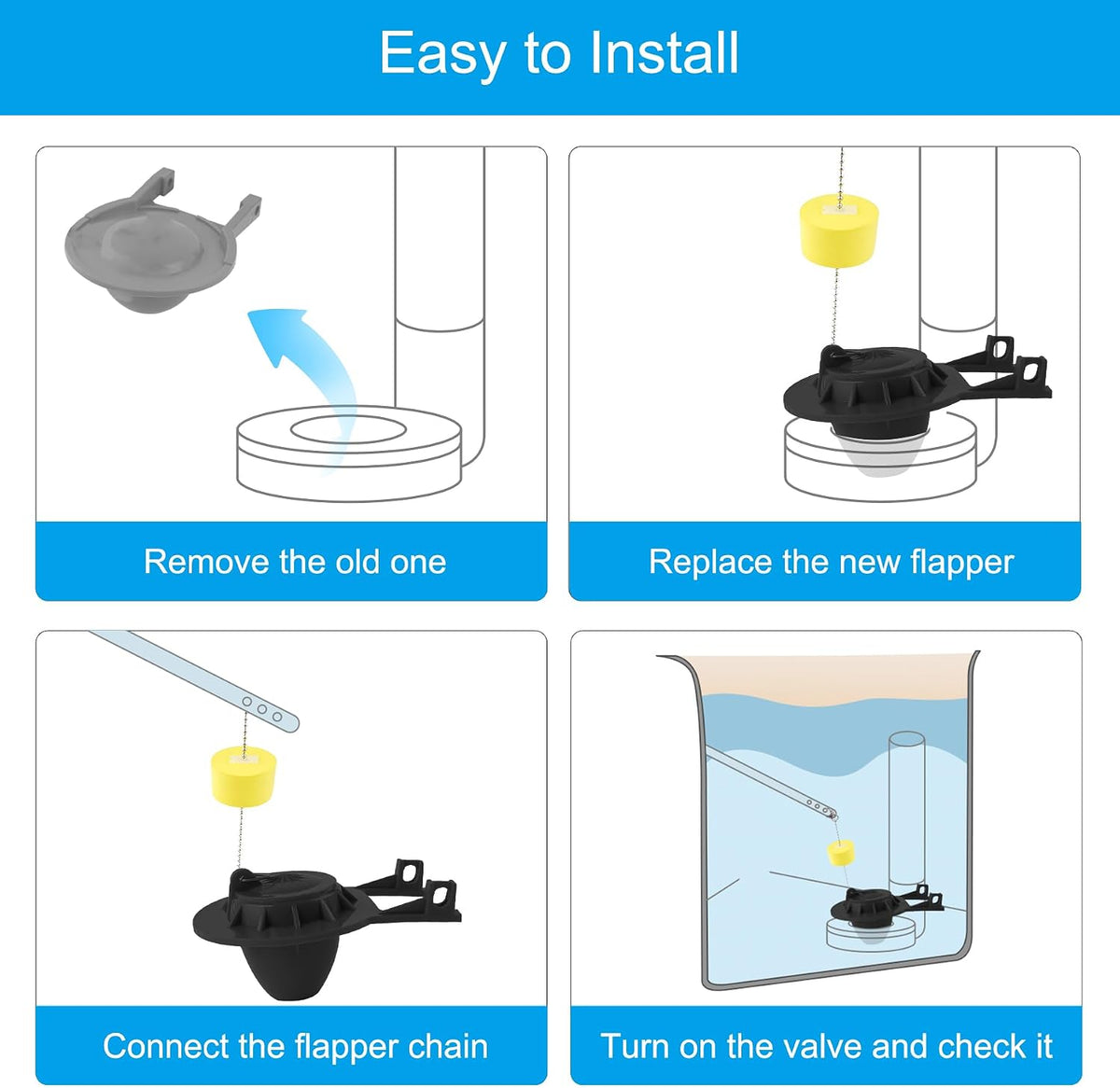 Packaging and included components for toilet repair kit