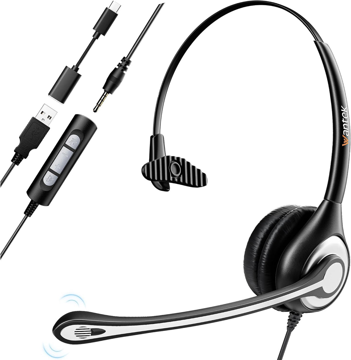 Wantek business grade headset packaged with accessories for remote work