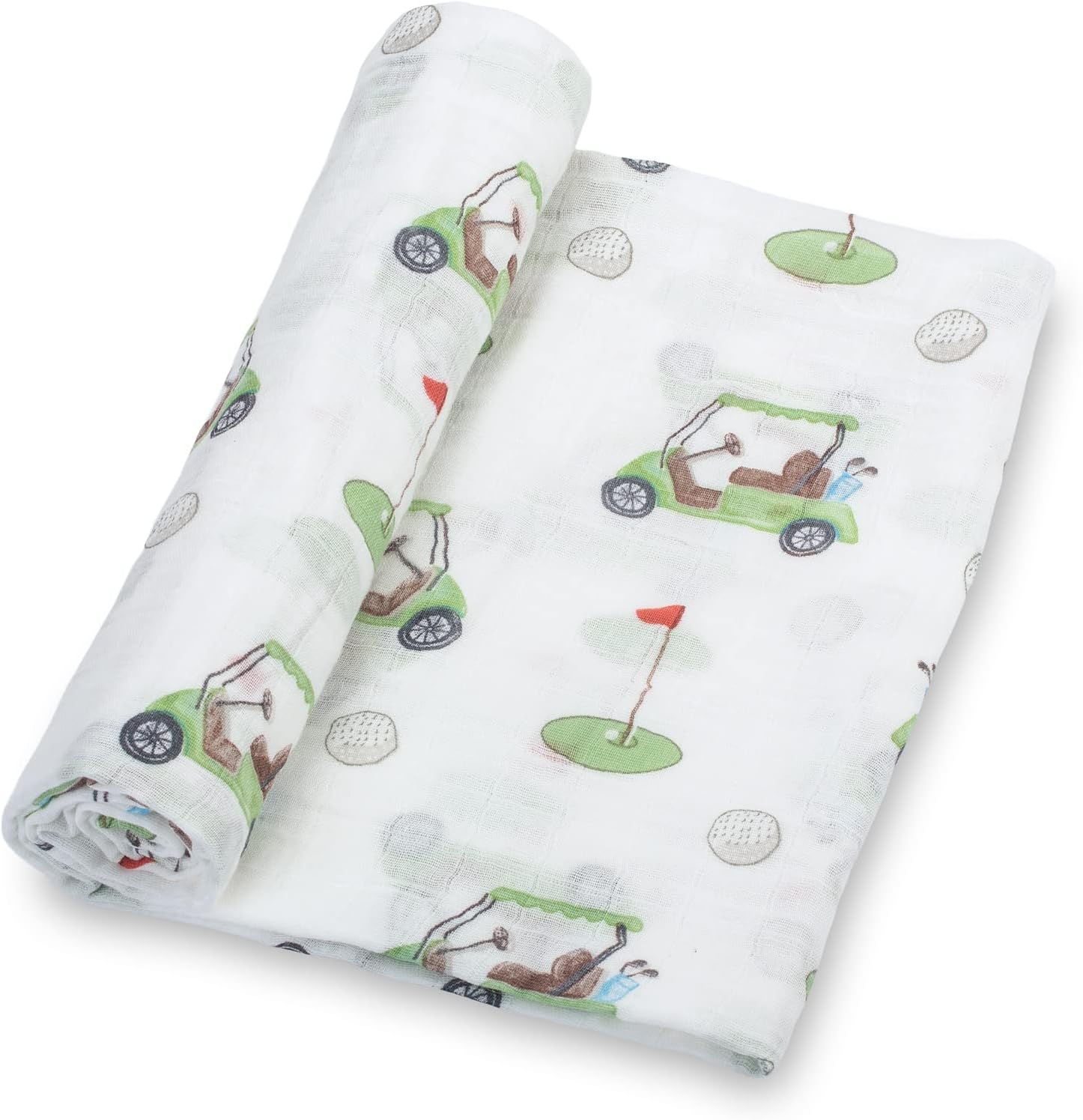 LollyBanks cotton muslin baby swaddle blanket with golf print