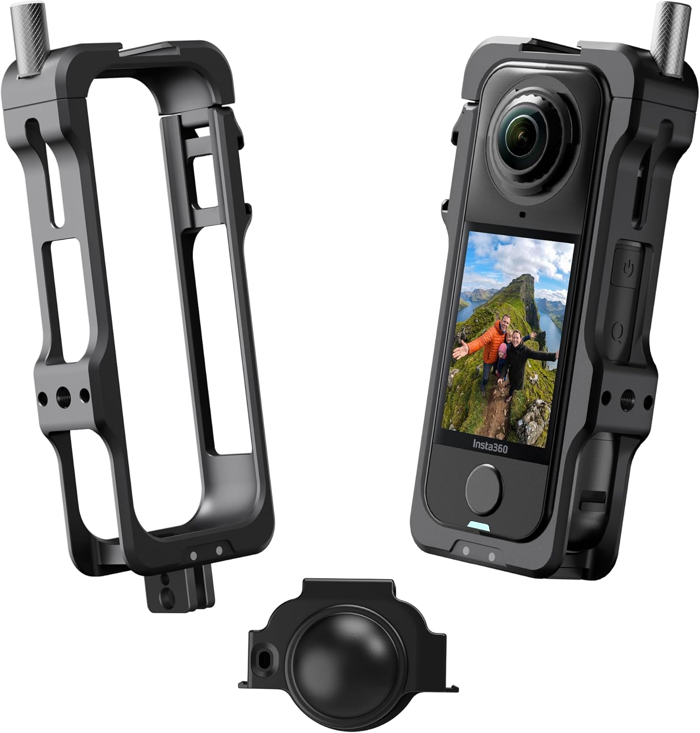 AMAZEAR Metal Protective Case for Insta360 X4 Air front view premium aluminum camera cage