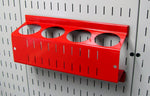 Wall Control aerosol organizer red steel bracket closeup