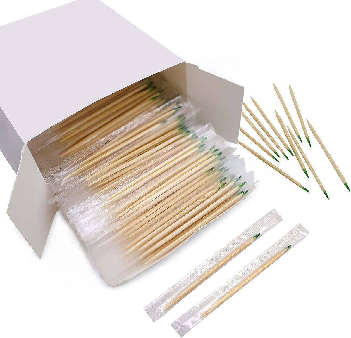BLUE TOP Bamboo Mint Toothpicks front view 1000 count box.