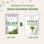 Organic celery powder fine texture and green color close up