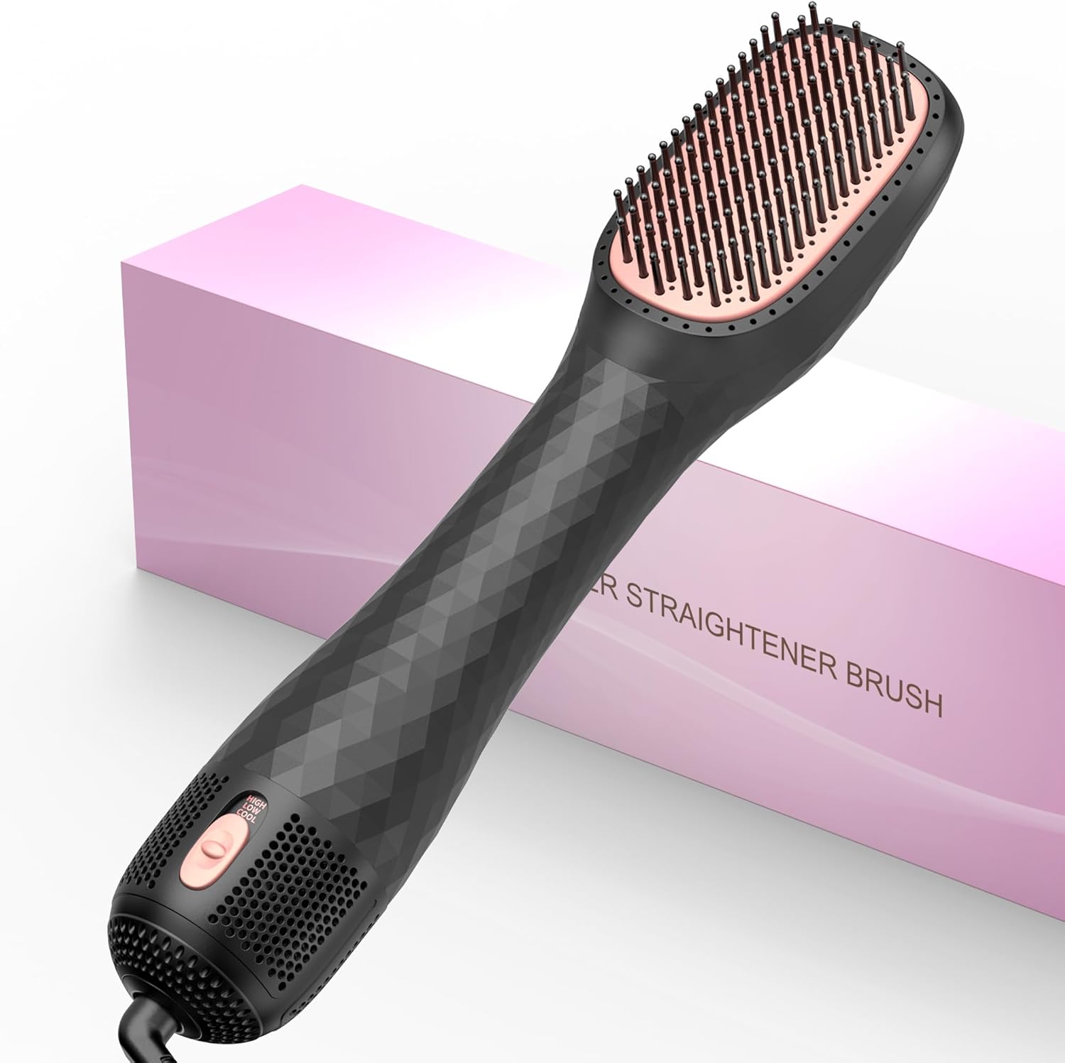 VIGNONY 3 in 1 hair dryer brush professional 1200w front view showcasing the sleek black styling tool.