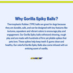 PetSport Gorilla Spiky Ball next to scale reference for small breeds.