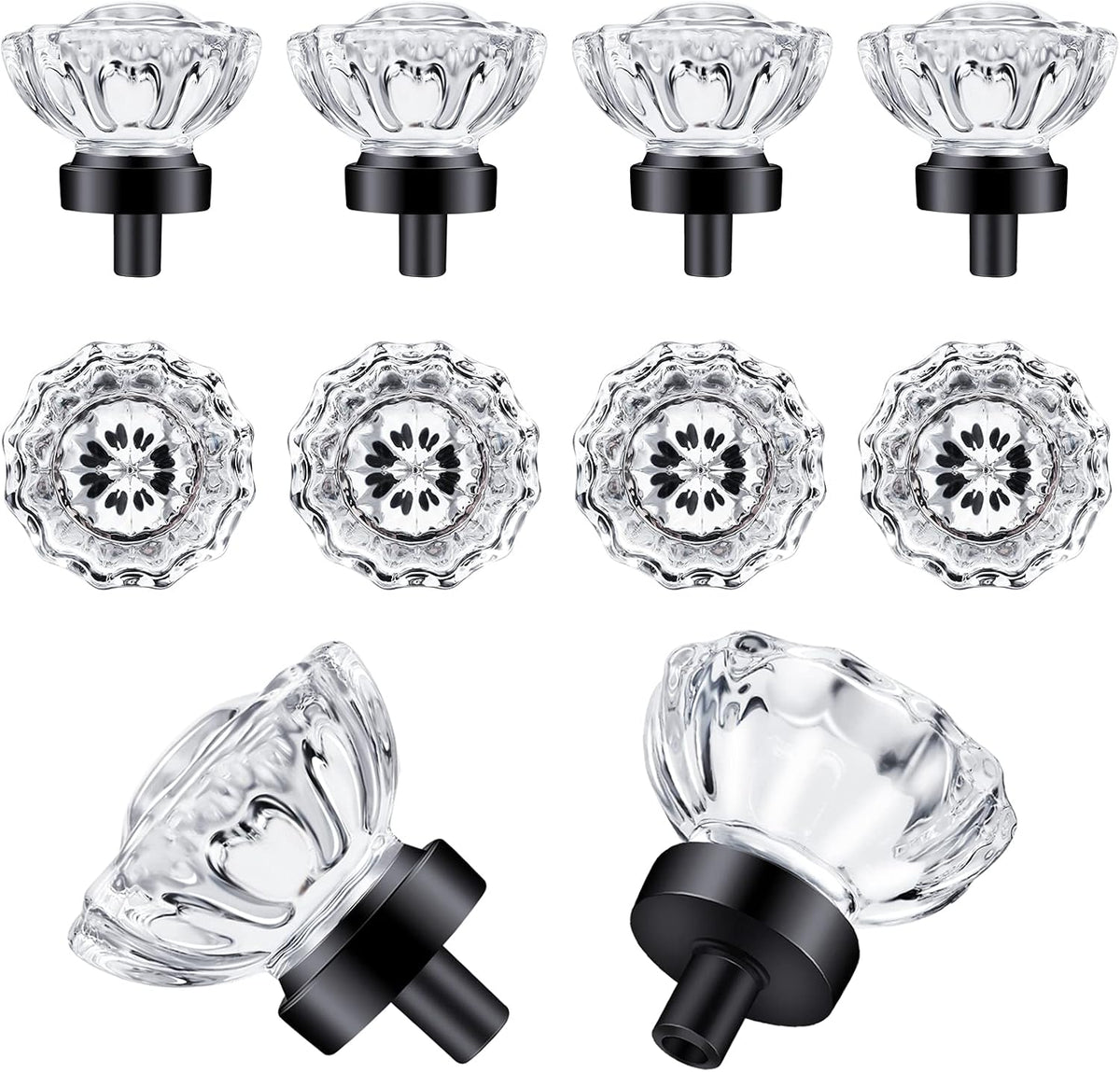 8 Pack Brushed Nickel Cabinet knobs, Glass Cabinet Knobs and Pulls | Vintage Crystal Knobs for Dresser Drawer - Image 14