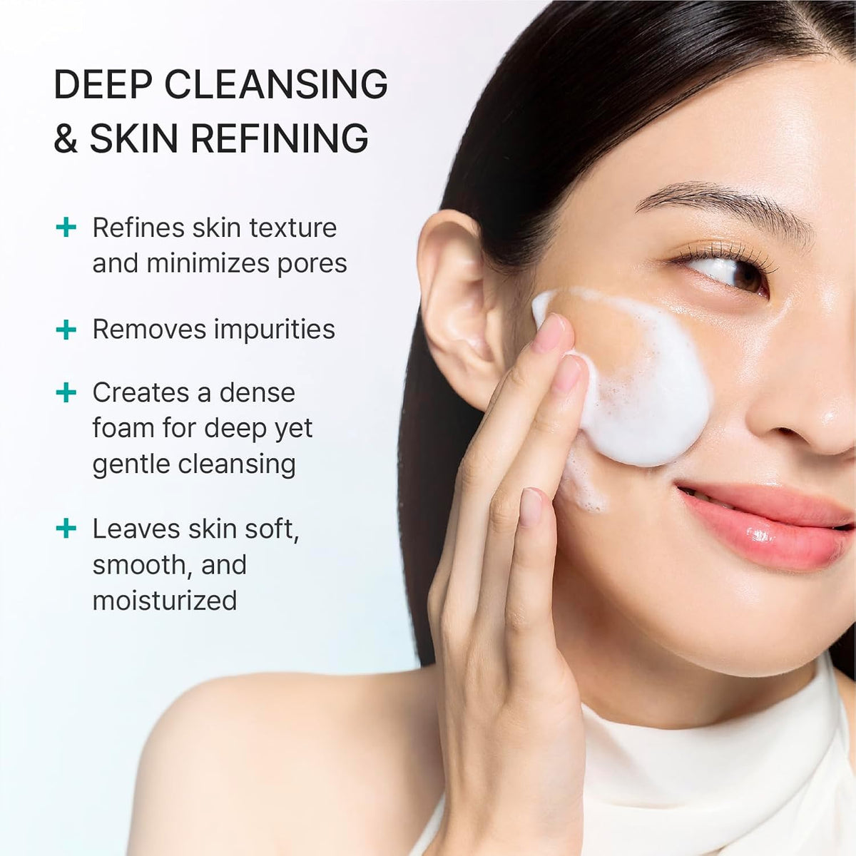 Rejuran Refining Foam Cleanser texture and lather demonstration