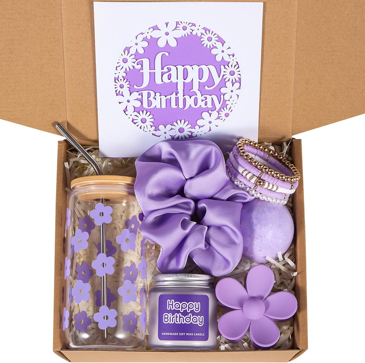 JTEWB Birthday Gifts For Women, Teen Girl, Her, Happy Birthday Gift Box For Girl, Women, Sister, Daughter, Friends, Cute Daisy Aesthetic Glass Cups Gift Set 7pcs - Image 11
