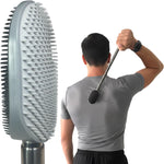 The Body Scratcher ultimate extendable back scratcher front view showing the dual sided head and stainless steel handle