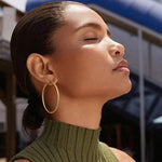 Gacimy classic hoop earrings model view demonstrating scale and fit