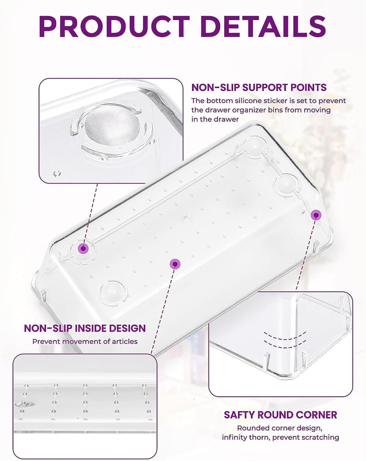 Onomie clear acrylic container set for office and bathroom use