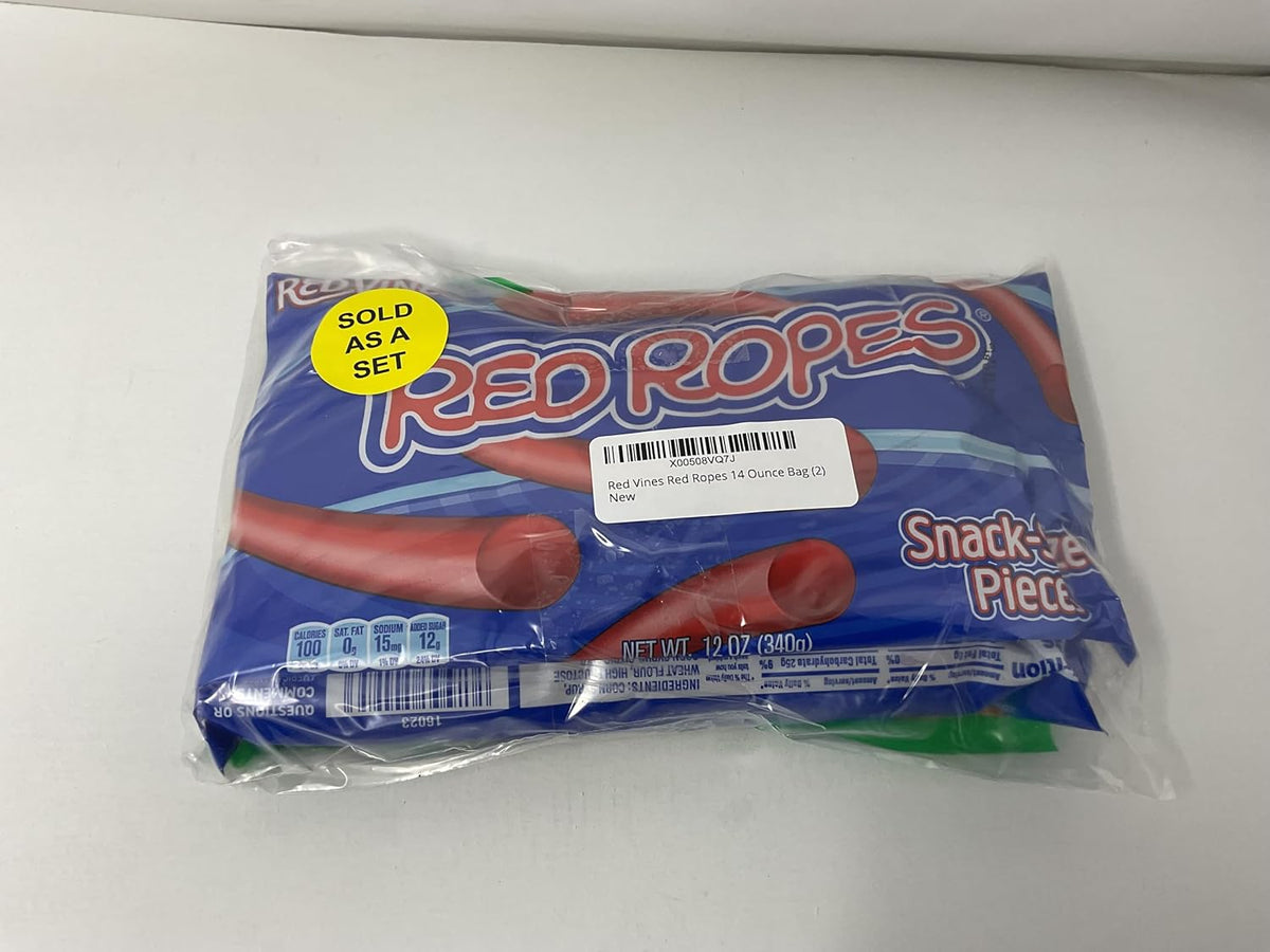 Close up of Kosher certified Red Vines Red Ropes sweet snack pieces.