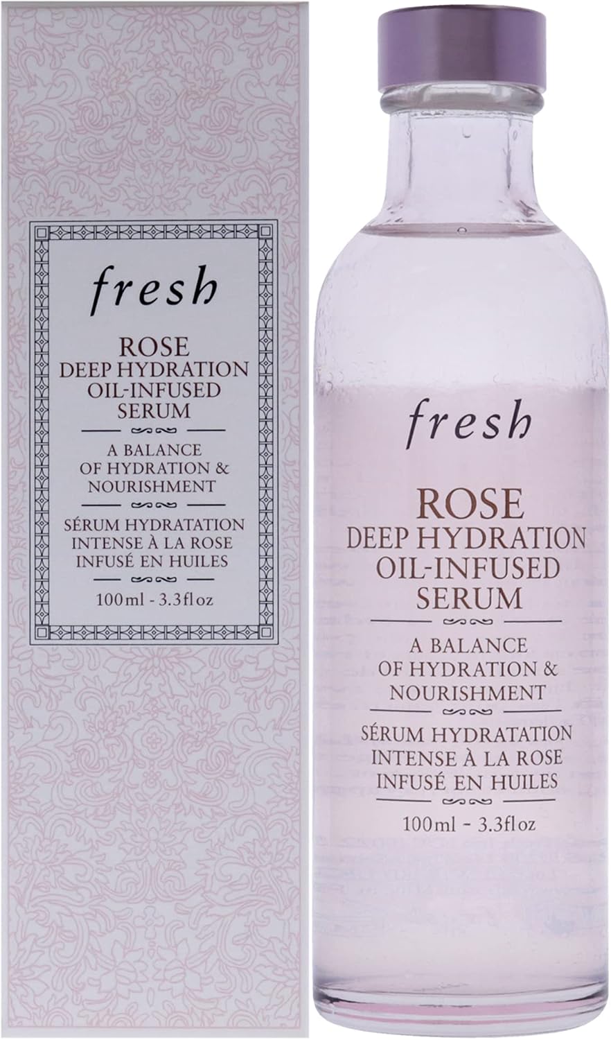 Fresh Rose Deep Hydration Oil Infused Serum 100ml glass bottle front view