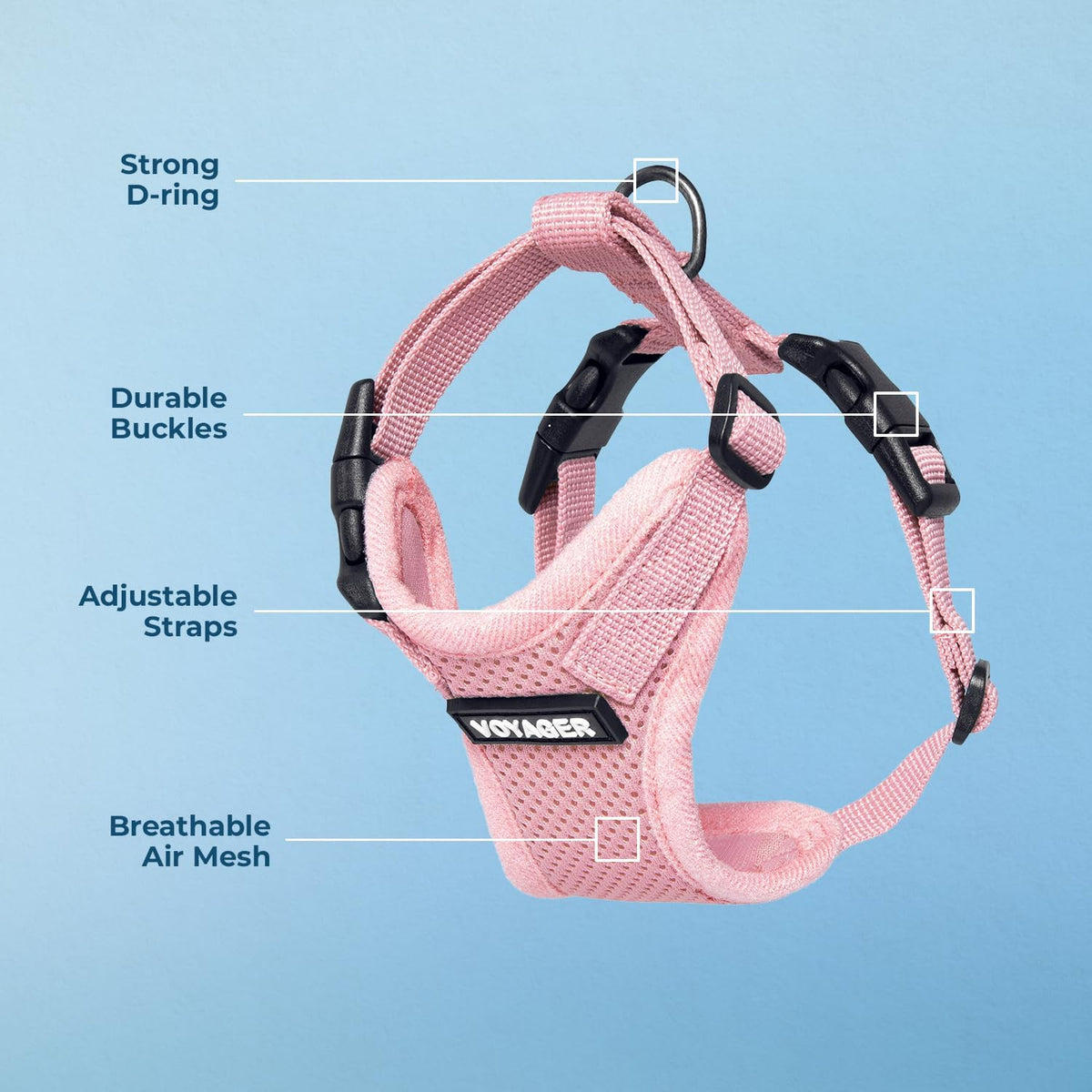 The adjustable step-in cat and dog vest laid flat to show the dual leg loop entry points.