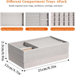 LLOUSSAK grey jewelry display tray configured for necklaces with hanging hooks.