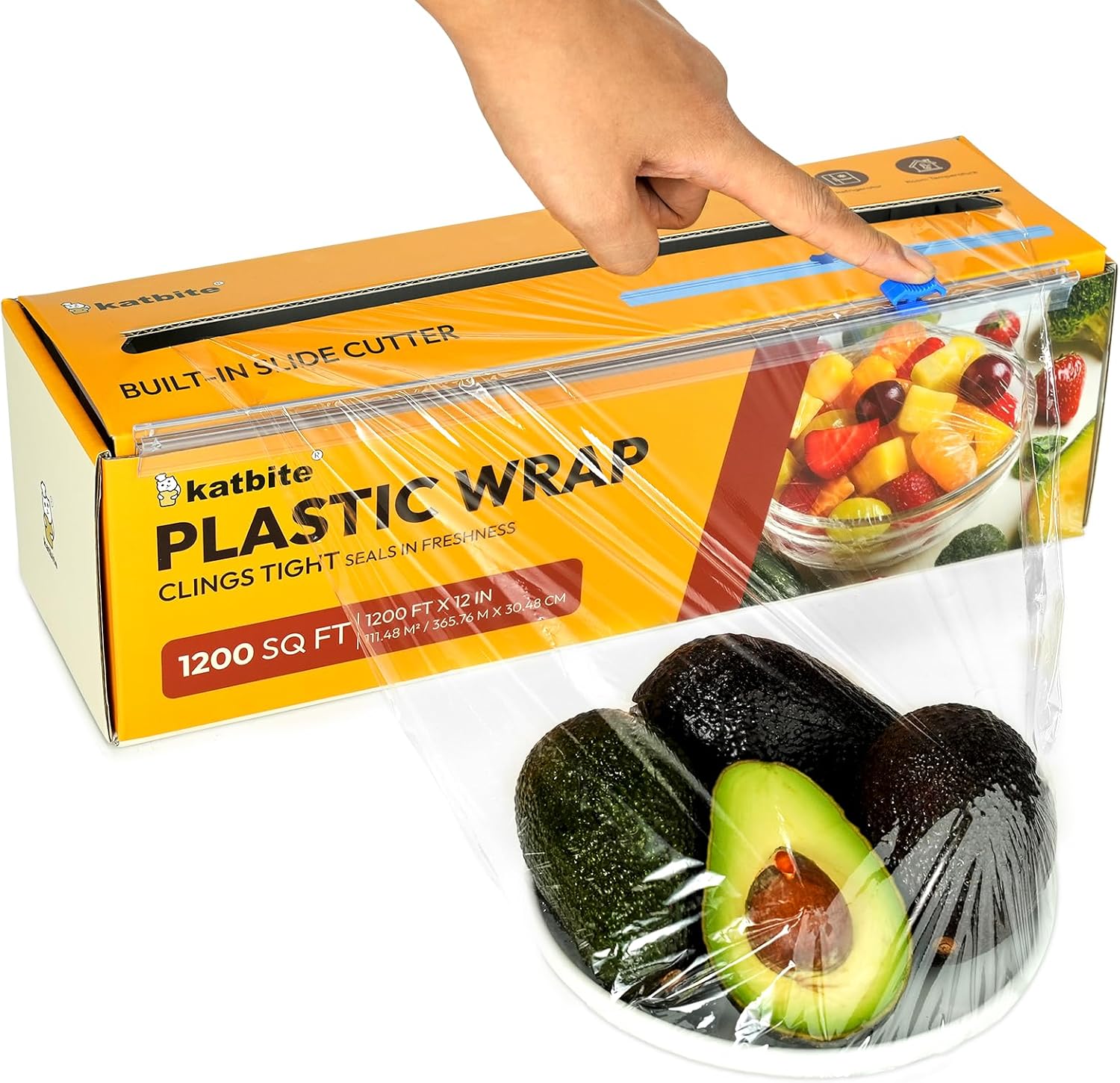 Katbite plastic wrap roll with removable slide cutter front view