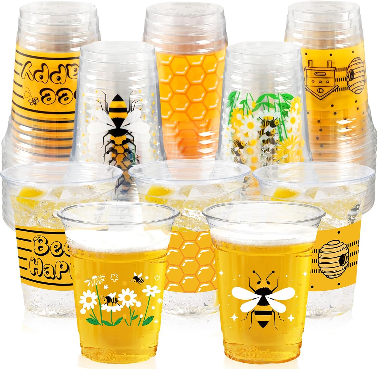 Cuploov honey bee party cup front view with theme design