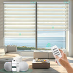 HeyBlinds motorized window treatment fabric swatch labeled details