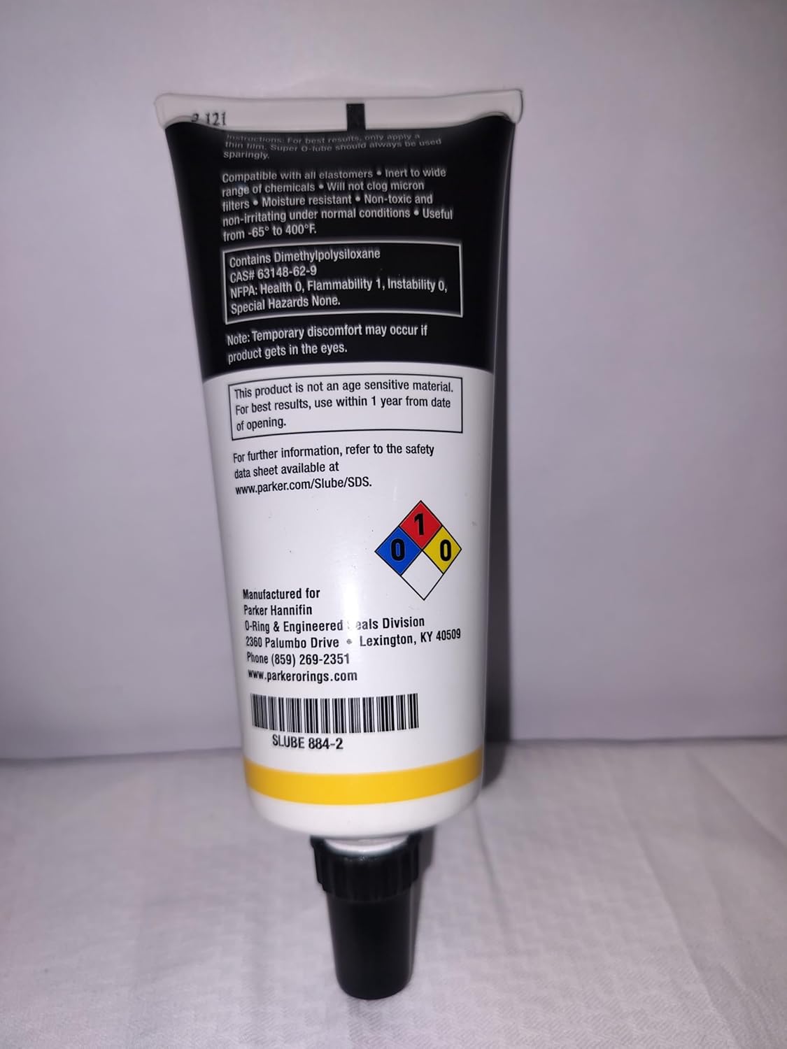 Parker Super O-Lube 884-2 silicone lubricant tube front view