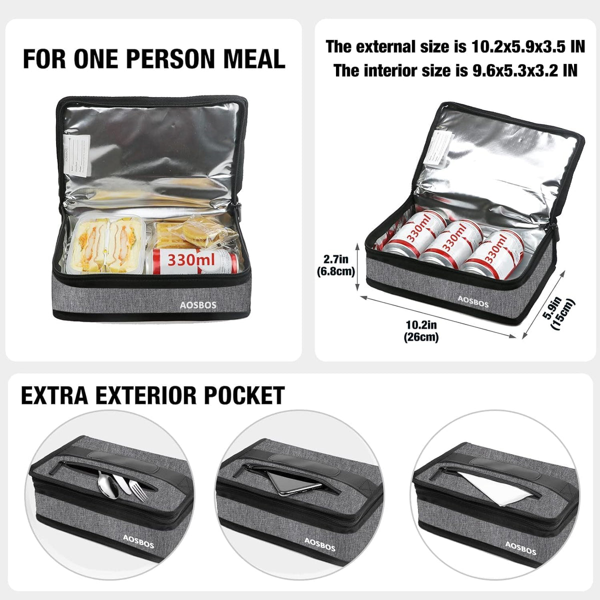 Aosbos Small Insulated Lunch Bag,Compact Lunch Box For Work & Office - Image 2