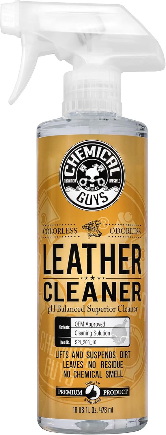 Chemical Guys Colorless and Odorless Leather Cleaner bottle front view premium car interior care