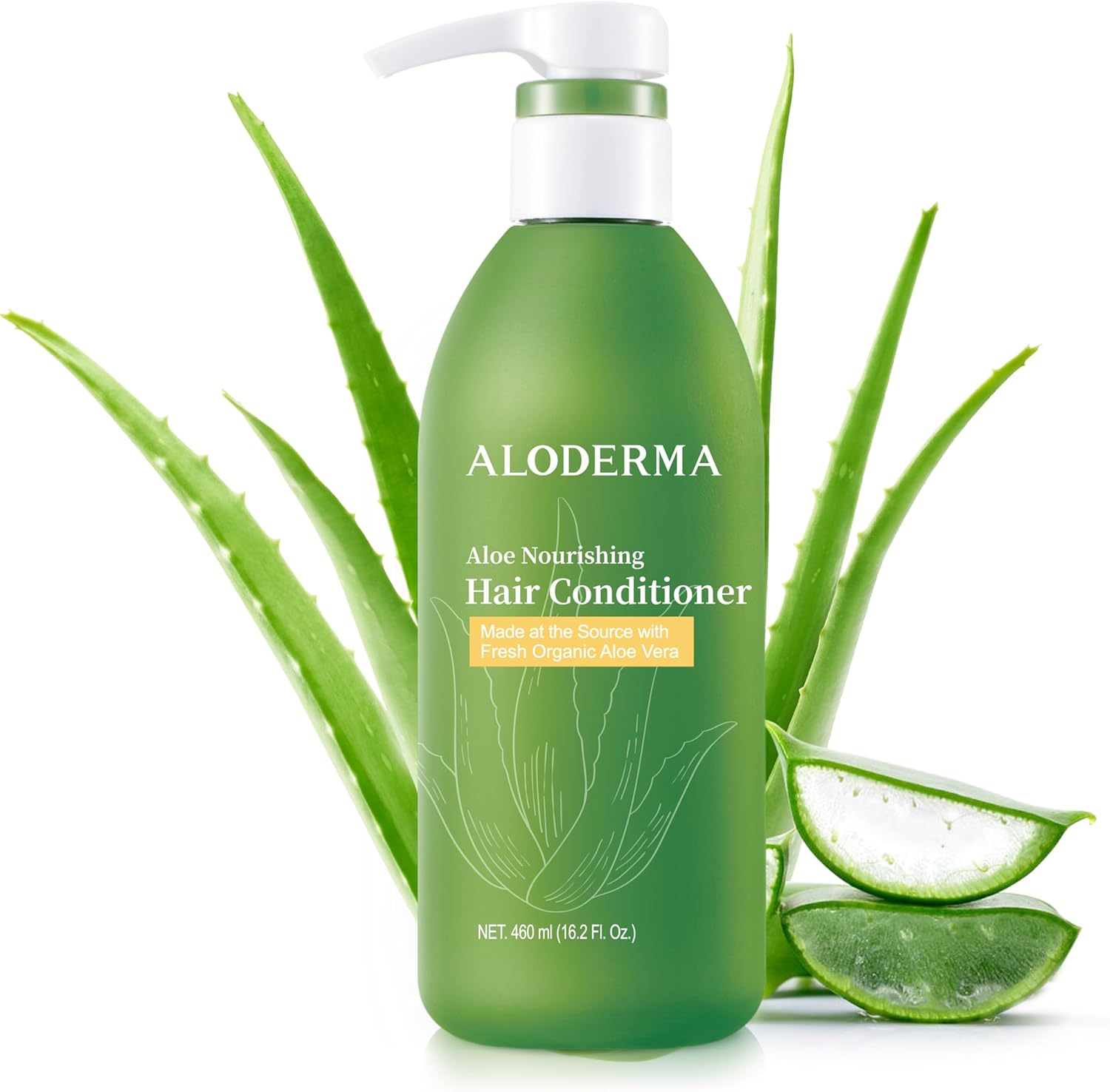 Aloderma Aloe Nourishing Hair Conditioner front view bottle with pump dispenser