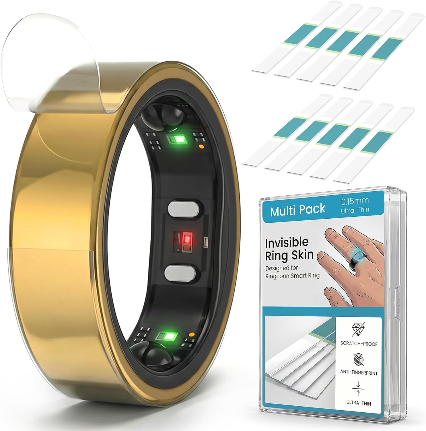 MAKCPOIMER transparent protector pack front view on smart ring