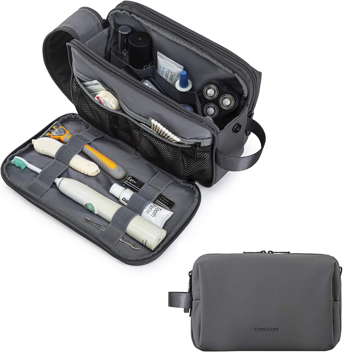 BAGSMART Toiletry Bag for Men, Travel Toiletry Organizer Dopp Kit Water-resistant Shaving Bag for Toiletries Accessories, Door Room Essentials,Navy Blue-medium - Image 13