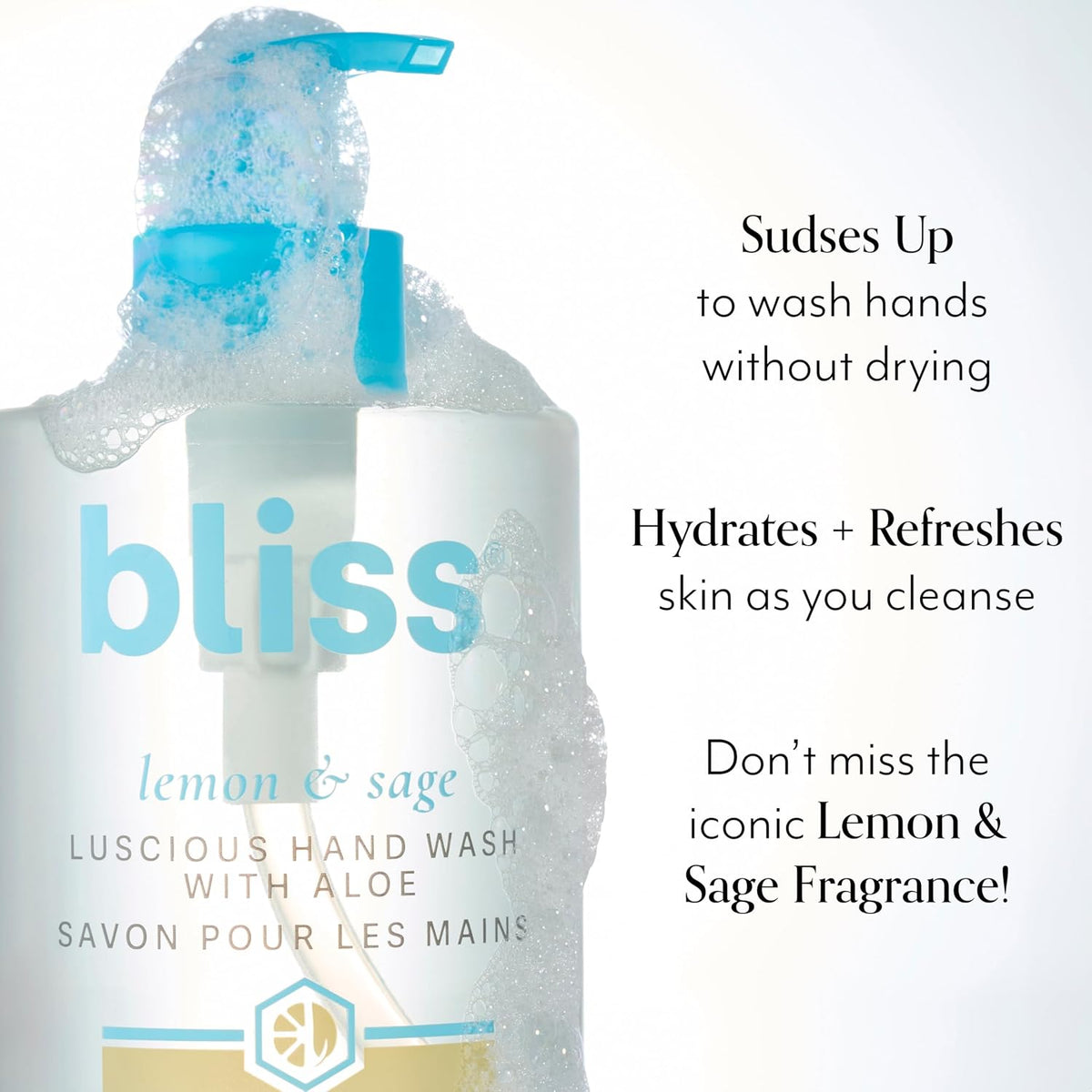 Bliss hydrating liquid hand soap pump bottle