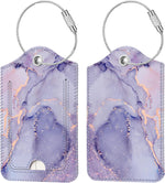 Fintie Luggage Tags Privacy Cover ID Label for Travel Bag Suitcase | with Stainless Steel Loop and Address Card, Starry Night, Agate Hexagons - Image 13