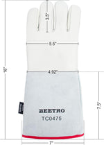 BEETRO liquid nitrogen safety gloves side profile showing length