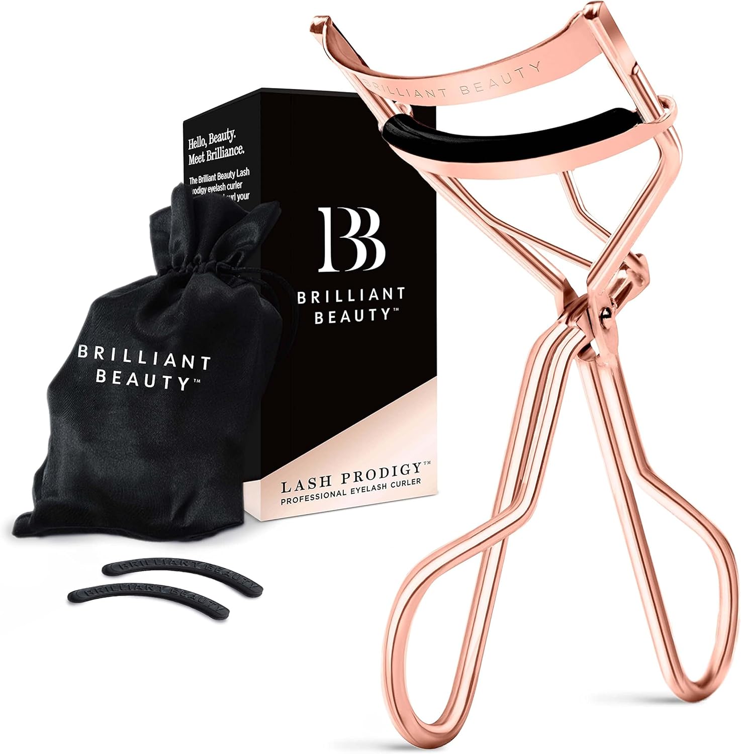 Brilliant Beauty rose gold eyelash curler front view