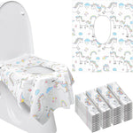 Mimorou disposable toilet seat covers pack front view highlighting the colorful unicorn design
