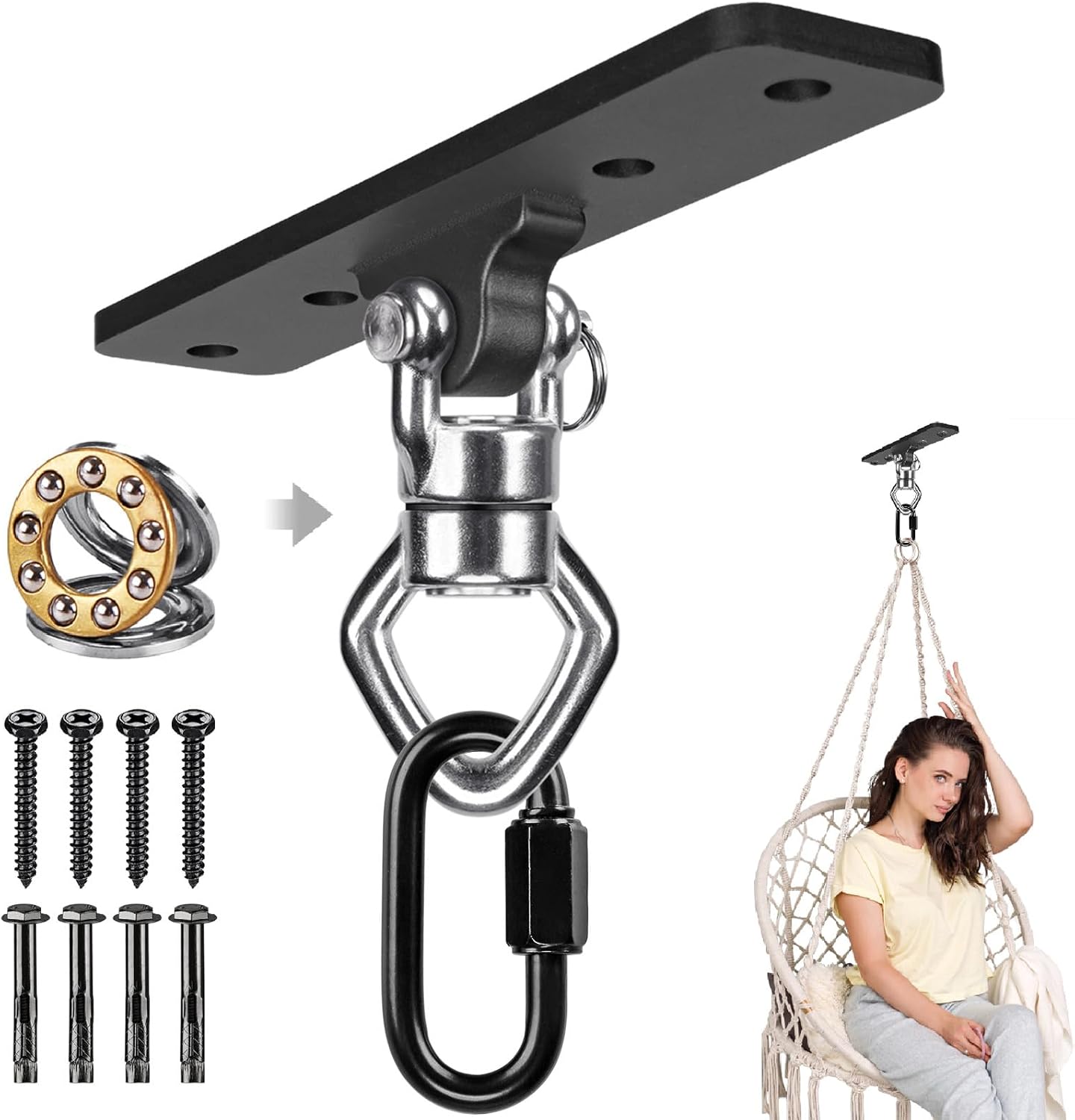 BeneLabel ceiling mount swing hanger front view heavy duty punching bag mount
