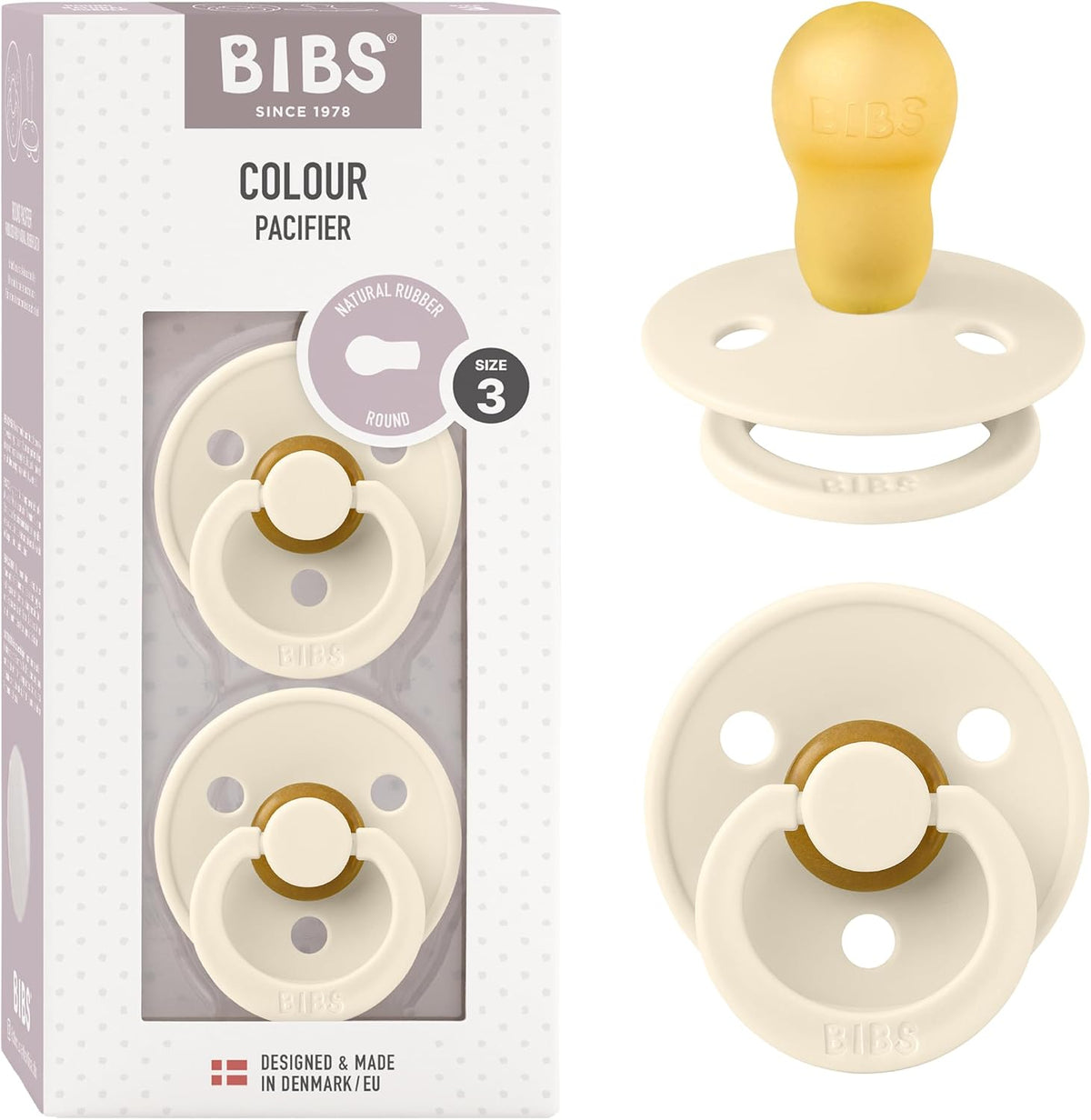 Bibs pacifiers colour collection front view