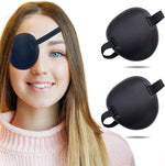 THSIREE adjustable medical eye patch front view showcasing the contoured 3D groove design in black fabric.