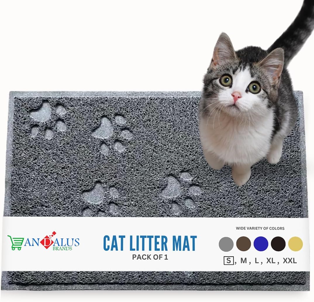 Andalus Brands Small Cat Litter Mat front view showing grey textured mesh pattern