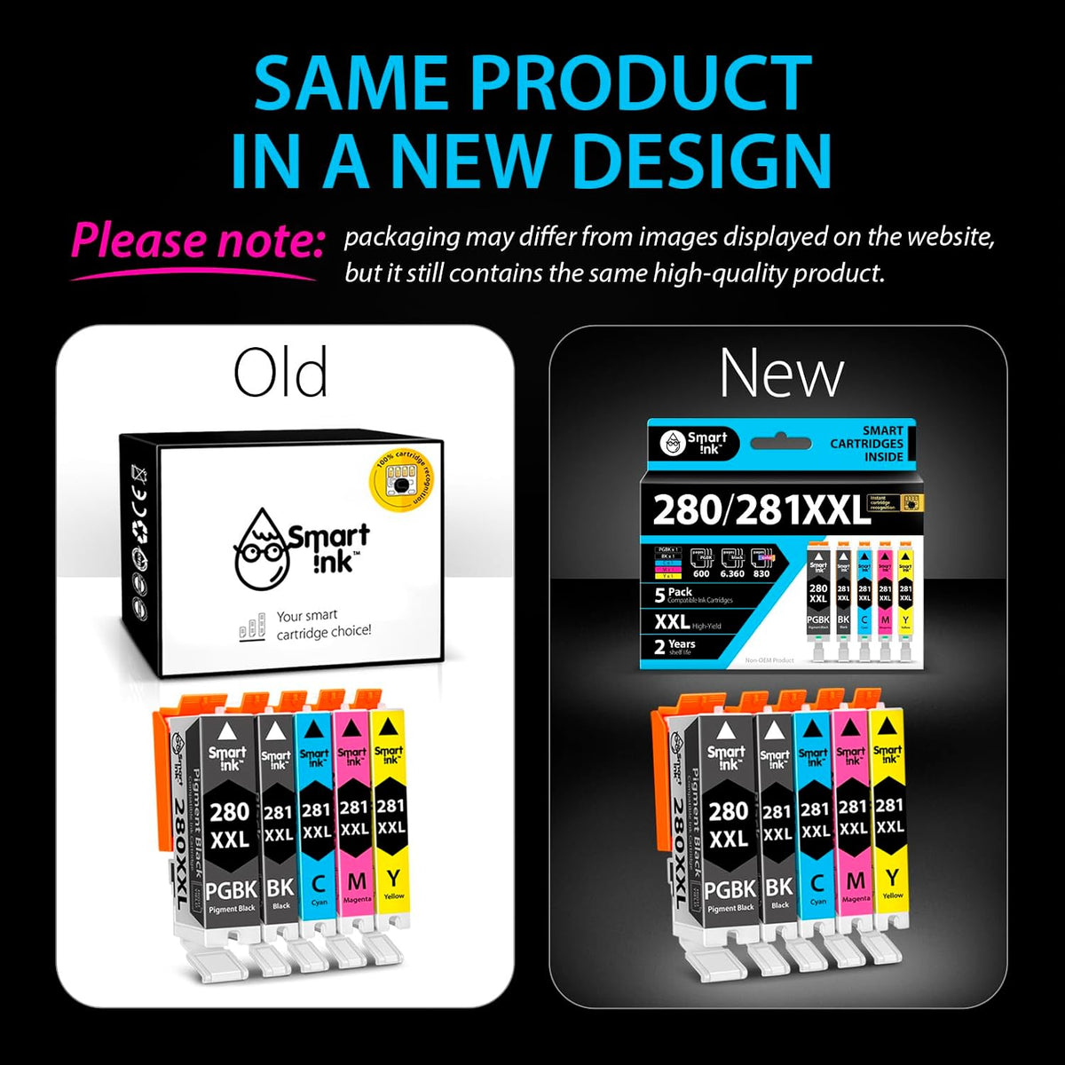 Smart Ink Compatible Ink Cartridges Replacement for Canon 281 280 PGI-280XXL CLI-281XXL (5 Combo Pack) to use with Canon Printers Pixma TR8520 TS9120 TS6120 TR8620 TR8620a TS6320 TR7520 PGBK/BK/C/M/Y - Image 9